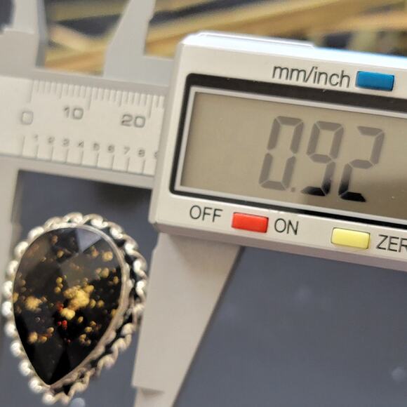 Black and Gold Stone Statement rings, 1.16 Inch Stone, Size 8.5 - Picture 6 of 10